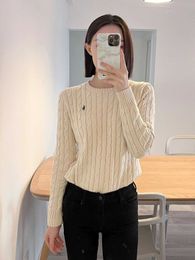 Raffles Little Horse Embroidery Sweater Twisted Vintage Knit Shirt Round Neck Pullover Fried Dough Twists Bottom Top Female