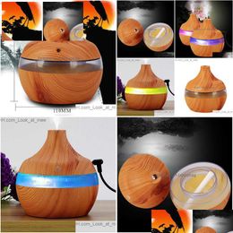 Humidifiers Top Sale Wood Grain Aromatherapy Usb Humidifier Water Droplets Air Purification Essential Oil Aroma Diffuser Creative Home Dhqhw