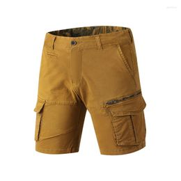 Men's Shorts Man Casual Sports Cargo Black Button Closure Zipper Pockets Hight Waist Drawstring Elastic Waistband Waterproof