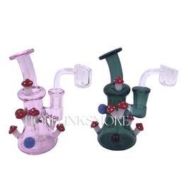 5.12in Glass Smoking Water Pipes Recycler Dab Rigs with Inline Percolator for Tobacco Smoking Colour Randomly with 14mm Male Joint Quartz Banger Mushroom Decoration