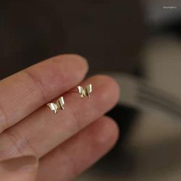 Stud Earrings A Pair Plating Gold Simple Shiny Glossy Butterfly Mini Flower Leaves Heart Sweet