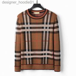 Mens Sweaters Designer Mens Sweater Knitwear Plaid Stripe Brand Designer Fashion Casual Long Sleeve High Quality Luxury Classic plaid crepe cotton plus size 3XL 2XL