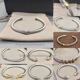 Designer Fashion Jewelry Twisted Gold X Bracelet Gold Charm Sliver Bracelets Braided Cross Bangle Diamond Zircon Birthday Gift for Women Jewellery