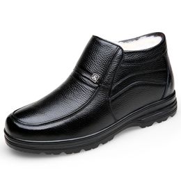 Dress Shoes Genuine leather Men boots Super warm ankle for men wool snow dress shoes winter casual 230912