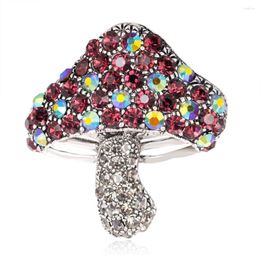 Brooches Mushroom Full Rhinestones Women Girls Brooch Pins Fashion Jewellery Wedding Party Dress Bag Accessories Decoration