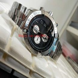 Luxury High quality Super Avenger A1337111 BC28 168A 48MM Motors Black Dial Stainless Steel VK Quartz Chronograph Working Mens Wat2256