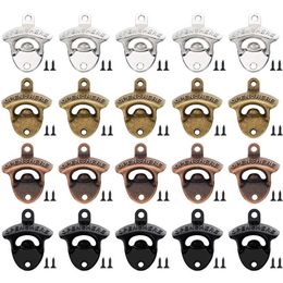 20 Pack Open Here Bottle Opener Wall Mounted Vintage Retro Zinc Alloy Beer OpenersTools Four Colors Combinations Bar Accessories X270V