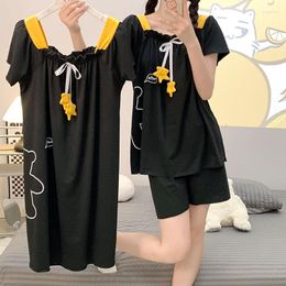 Women's Sleepwear Over Size 4XL Women Pajamas Set Young Girl Short Sleeve Summer Sexy Nightgowns &Sleepshirts Home Wear Clohtes