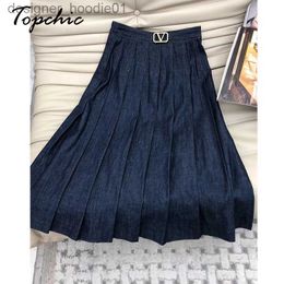 Skirts Skirts Luxury Designer Blue Denim Skirt Women 2023 Spring Summer Elegant High Waist Midi Korean Fashion Cotton Saia Jeans 230603 L230912