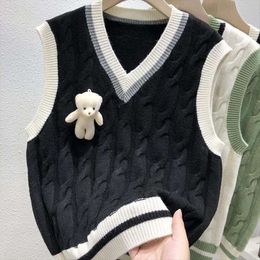 Spring And Autumn Style Preppy Knitted Vest Womens Winter Sweater Outer