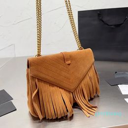 Designer -Suede Tassel Messenger Bag Matte Leather Handbag Chain Crossbody Shoulder Bags Classic Letter Flap Cross body Purse Envelope Handbags