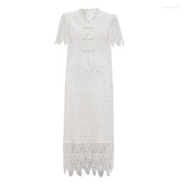 Work Dresses Top Quality Lace Skirt Suits Women V-Neck Alover Crochet Embroidery Tops Coat High Waist Midi Sets 2pcs