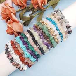 Link Bracelets Natural Stone Bracelet For Women Men Irregular Chip Gravel Crystal Beads Semi-precious Reiki Yoga Anxiety Jewellery X142