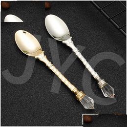 Flatware Sets Gifts Crafts Retro Style Coffee Spoon Dessert Diamond Bit Cake Mixing Q230828 Drop Delivery Home Garden Kitchen Dining B Dh9Mz