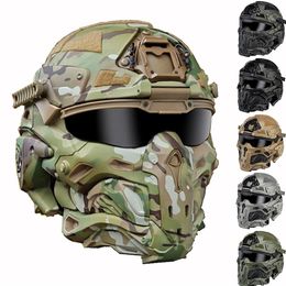 Protective Gear WRonin Assault Tactical Mask with Fast Helmet and Tactical Goggles Airsoft Hunting Motorcycle Paintball Cosplay Pr214w