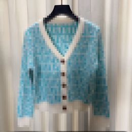 2023 Khaki/SkyBlue/Red/Blue Letter Print Women's Cardigan Brand Same Style Women's Sweaters DH128