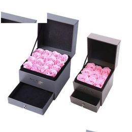 Party Favor Soap Flower Jewelry Box Set Artificial Rose Romantic Valentines Day Mothers Festival Creative High Grade Gift Dbc Drop Del Dhwje