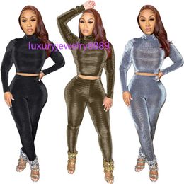 Womens Two Pieces Outfits Long Sleeve Top Trousers Ladies New Fashion Pants Set Sportswear Tracksuits New Type Hot Selling klw5731