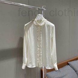 Women's Blouses & Shirts designer 2023 Summer New CE Lace Fold Design Sweet and Elegant Silk Skincare Comfortable Long Sleeve Shirt for Women PEZ7