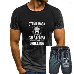 Men's T Shirts Mens Stand Back Grandpa Is Grilling Funny BBQ Barbecue Grill T-Shirt Wholesale Tops Tees Cotton Shirt Casual