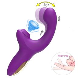 Adult Toys 20 Speeds Powerful Dildo Vibrator Female Clit Sucker Vacuum Clitoris Stimulator Mimic Finger Wiggling Sex Toy for Womans 230911