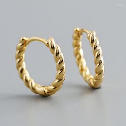 Hoop Earrings Solid 925 Sterling Silver Twisted 13mm For Women Gold Color Fine Jewelry Wholesale