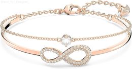 Charm Bracelets Infinity Twist Jewelry Collection Bracelets Necklaces Rhodium Rose Gold Tone Finish Clear Crystals L230912