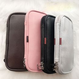 DHL50pcs Cosmetic Cases Women Portable PU Makeup Organiser Double Zipper Eco Friendly Packaging Travel Storage Bag Mix Colour