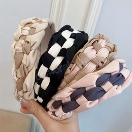 New Fashion Headband For Women Wide Side Braided Patchwork Headwear Autumn Casual Turban Hair Accessories Wholesale