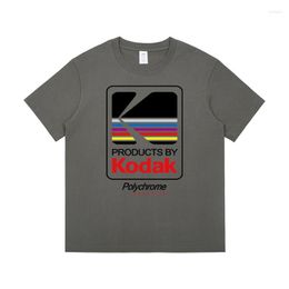 Men's T Shirts Streetwear 230gsm Cotton Hip Hop Vintage Kodak Polychrome Tshirt Harajuku Casual Oversize Male T-Shirt Tops