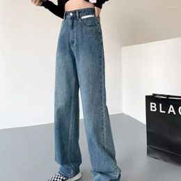 Women's Jeans Spring And Autumn Black Straight Trousers Loose High Waist Wide-leg Pants Slim Students Elegant Temperament Wear