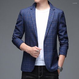 Men's Suits High End Brand Boutique Fashion Plaid Casual Business Suit Blazers Groom Wedding Dress Classic Checked Jacket