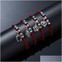Charm Bracelets Good Lucky Red Cord Animal Charm Bracelet Blue Evil Eye Beads Bracelets Jewellery Drop Delivery Dhscf