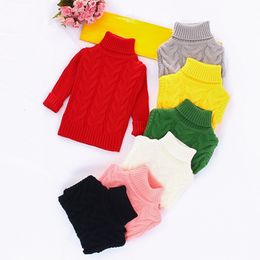 Pullover Boys Girls Turtleneck Sweater Coat Pure Color Baby Kids Sweaters Soft Knitted Pullover Kids Thicken Sweater Fall Winter Clothing 230912