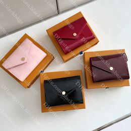 Patent Leather Wallet For Women Designer Card Holder Classic Letter Credit Cards Wallet Coin Purse With Box 4 Colors