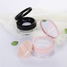 20g Loose Powder Container Bottle with Elastic Screen Mesh Black Pink Flip Cap Jar Cosmetic Case W Sifter Fsewv