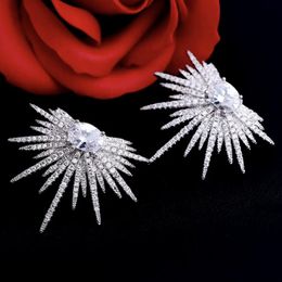 Fashion Angel Wings Earrings for Women Wedding Fine Jewellery Angle Wing CZ Leaves 925 Sterling Silver Earrings Pendientes Gifts