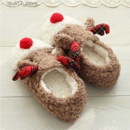 Slippers Women's Winter Christmas Plush Handmade Home Slippers with Nest Shoes Non-slip Cotton Month Shoes Q230912