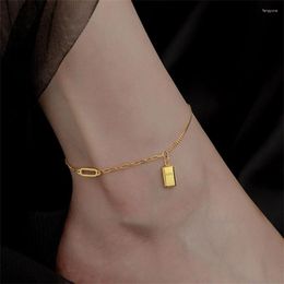 Anklets 316L Stainless Steel Simplicity Rectangle Small Gold Bar Anklet Ladies Fashion Trend High Jewelry Beach Accessories SAB1046