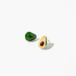 Stud Earrings Creative Avocado Cute Green Fruit Silver Plated Jewellery For Women Female Gift Accessories