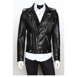 Men's Fur Faux Mens Leather Jacket Autumn Winter Style Motorcycle Garment Multi zipper Lapel Brief Design 230911