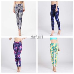 Active Pants New Printed Yoga Pants Women's Sports and Fitness Pants High Waist Tight Fit Pants European and American Yoga Suits in Stock x0912