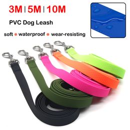 Dog Collars Leashes Long PVC Dog Leash 5m 10m Waterproof Large Pet Training Durable 3 5 10 M Meter Lead Rope Line Small Big Cat Outdoor Supplies 230911