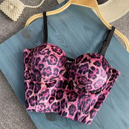 Women's Tanks Push Up Leopard Chest Binder Bra Over Corsets Vintage Bust Sexy Corset Top Cropped Bustiers Night Club Femme Bralette