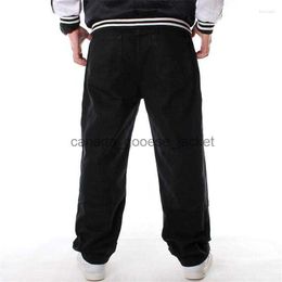 Men's Jeans Men's Jeans Men Street Dance Hiphop Fashion Embroidery Black Loose Board Denim Pants Overall Male Rap Hip HopL23091