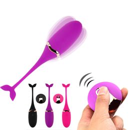 Adult Toys USB Kegel Exerciser 10cm Wireless Fish Jump Egg Vibrator Remote Control Body Massager for Women Sex Toy Product Love games 230911