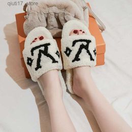 Slippers Fashion Women's Design Autumn And Winter New Designer Wool Slippers Lovers Daily Indoor Korea Warm Cotton Tow G220725 Q230912