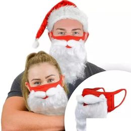 Christmas Decorations Party Gift Mask Santa Claus Beard Visitor White Funny Dress Up Europe United States Cross Border Winter Warm D Dhgkq