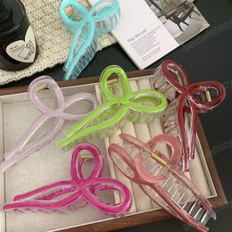 13CM Oversized Ribbon Bow Clip Fashion Coloful Plastic Ponytail Clip Hair Accessories For Woman Girls