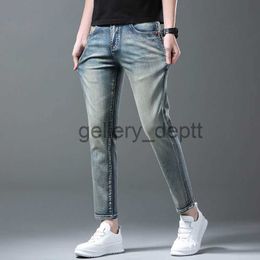 Men's Jeans Summer mens jeans designer pants high-end trendy 9-point Jeans men slim-fit all-match trousers small feet elastic 9-points Pants J230912